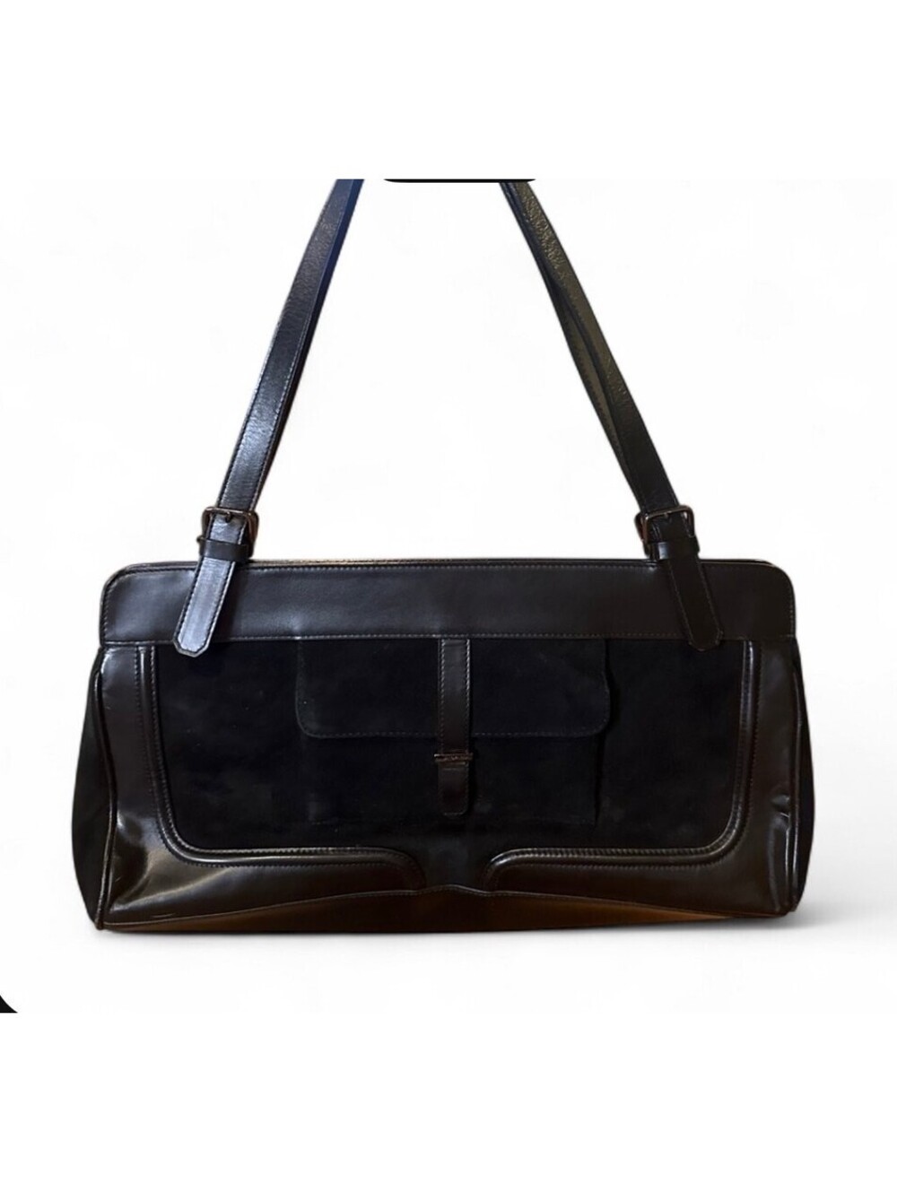 Vintage Via Spiga Leather and Suede Handbag In Excellent Condition